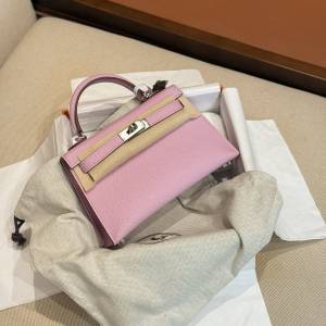 Hermes愛馬仕 凱莉二代MiniKelly Epsom X9錦葵紫 銀扣 K刻