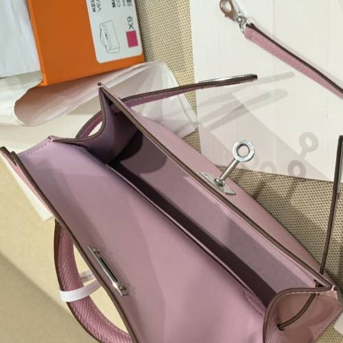 Hermes愛馬仕 凱莉二代MiniKelly Epsom X9錦葵紫 銀扣 K刻