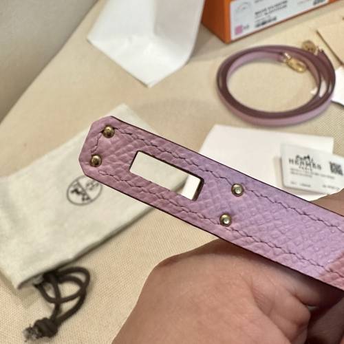 Hermes愛馬仕 凱莉二代MiniKelly Epsom X9錦葵紫 金釦 K刻