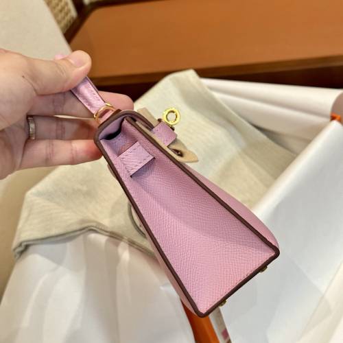 Hermes愛馬仕 凱莉二代MiniKelly Epsom X9錦葵紫 金釦 K刻