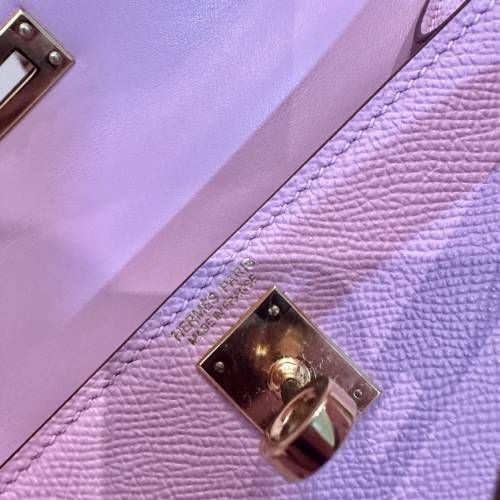 Hermes愛馬仕 凱莉二代MiniKelly Epsom X9錦葵紫 金釦 K刻