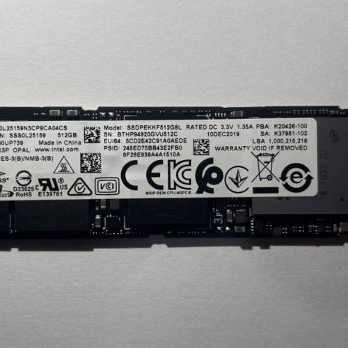 Intel SSD Pro 7600p 512GB m.2 nvme PCIe 3.0x4 SSD