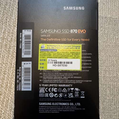Samsung 870 EVO 2.5" 500GB 全新未開封 私人自讓