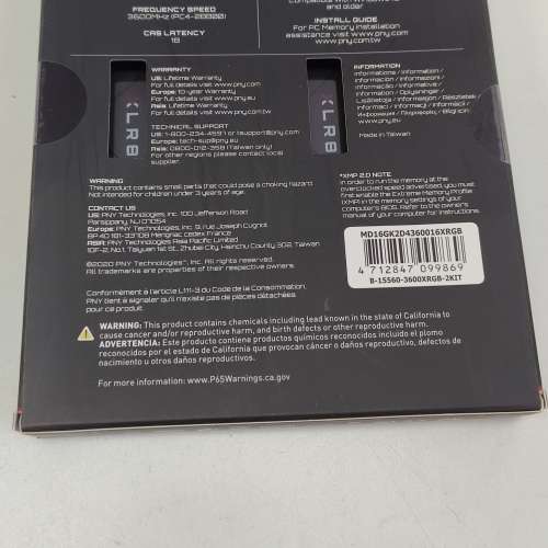 全新 RGB, PNY XLR8 Gaming 3600 RGB 16GB Kit (2x8GB)