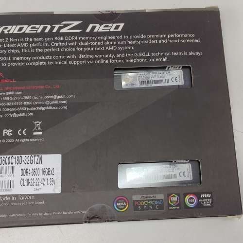 全新 G.Skill Trident Z Neo RGB 32GB (2x16GB) D4-3600C18