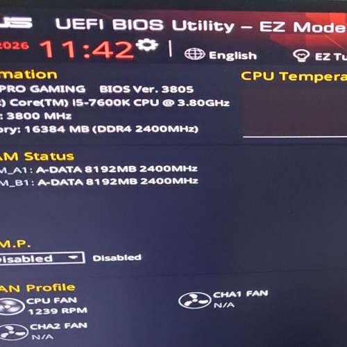 Intel Core i5-7600K cpu + ASUS Z170i PRO ITX + ADATA 16GB DDR4-2400 ram