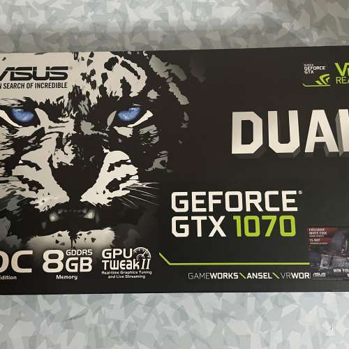ASUS GeForce GTX 1070 Dual 8G OC Edition Graphic Card 顯示卡