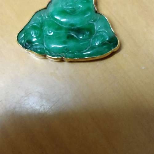 出售9999千足純金鑲嵌A貨翡翠大肚吊墜佛.