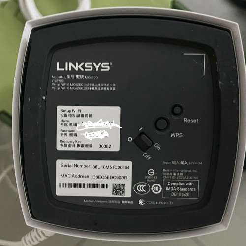 Linksys Velop MX4200 三頻 AX4200 Mesh WiFi 6 路由器 HK$150.00