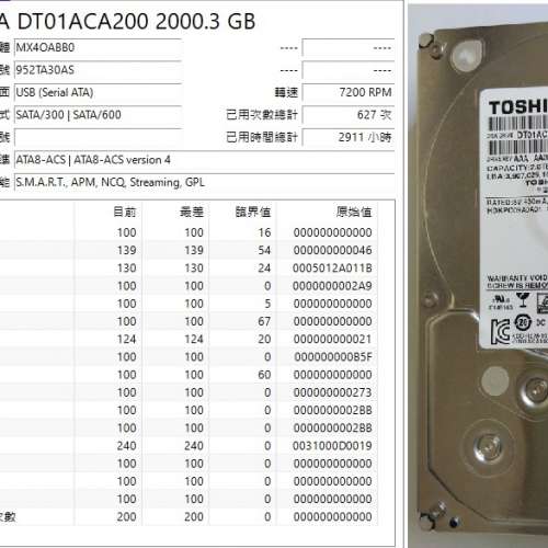 (正常) TOSHIBA 2T 硬碟