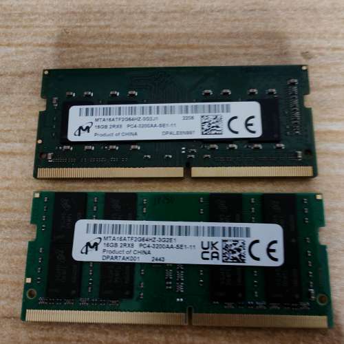 32Gb Micron 16GB x2條 DDR4 3200MHz sodimm ram 筆記型電腦記憶體