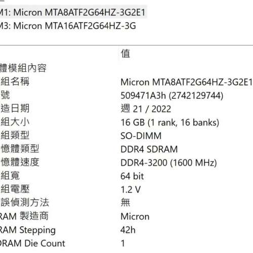 32Gb Micron 16GB x2條 DDR4 3200MHz sodimm ram 筆記型電腦記憶體