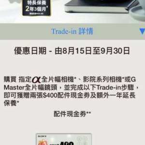Sony HK$400 配件現金券 coupon