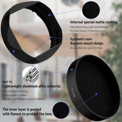 Haoge Square Metal Lens Hood Lens For Panasonic LUMIX S 20-60mm F3.5 - 5.6