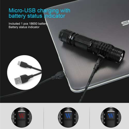 Wuben 1200流明強光 防水 電筒 USB直接充電