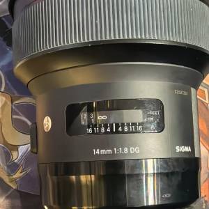 Sigma 14mm f1.8 Canon ef mount 95%新