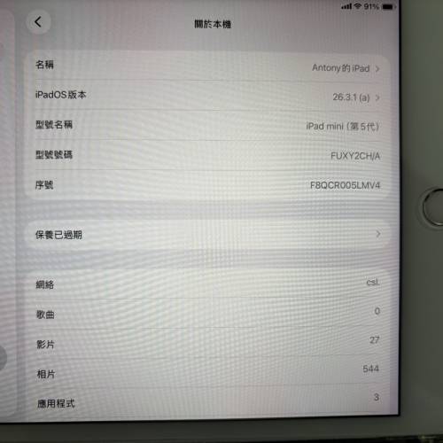 ipad mini5 256GB 超靚畫面 少用 純粹益用家