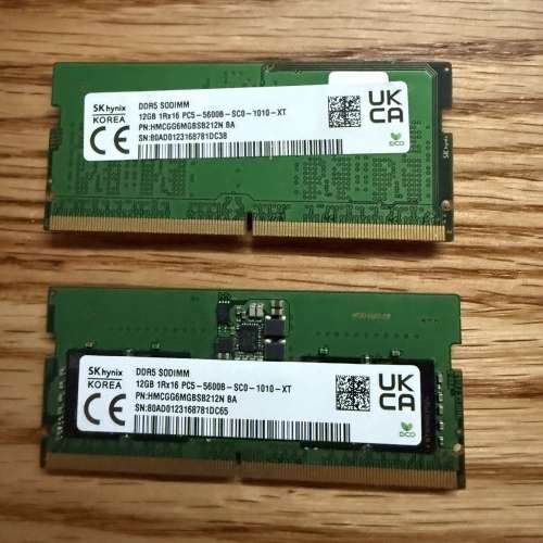 SK hynix 24GB (12GB x2) DDR5-5600 SODIMM notebook laptop RAM 記憶體