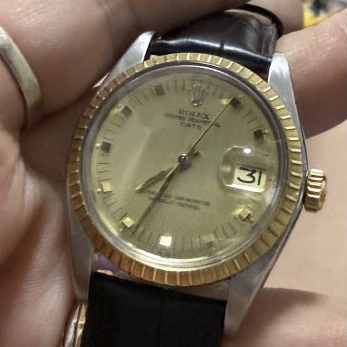 好X新淨😆 Rolex 1505 金鋼 骰仔字 k金圈 34mm錶面 膠鏡 送靚皮帶代用扣 平到笑🤣$...