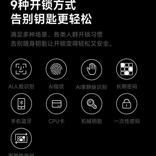 【專業上門安裝門鎖服務】AI屏智能門鎖A7掌靜脈3D人臉指紋密碼鎖電子防盜鎖已接入...