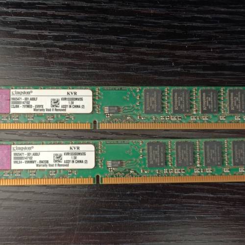 kingston ram DDR3 kvr1333 2g x 2條