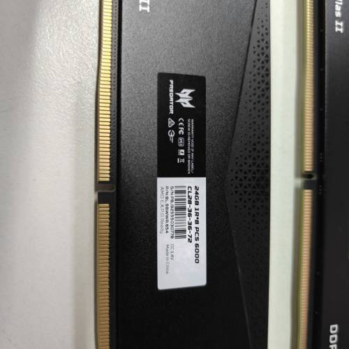 Acer Predator  PALLAS II Black 黑色 DDR5 6000MHz 24GBX2 (48GB)