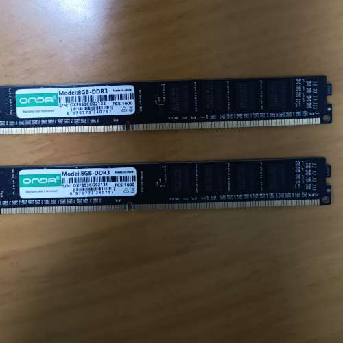 DDR3 8G 1600MHz 兩條共16G