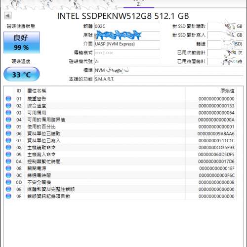 Intel SSD M.2 512GB 99%健康度 \\議價不回覆//