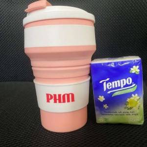 (全新有盒, 粉紅色)折疊杯 350ml ( new with box , pink ) travel silicone foldin...