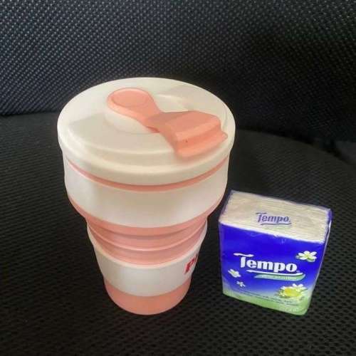 (全新有盒, 粉紅色)折疊杯 350ml ( new with box , pink ) travel silicone foldin...