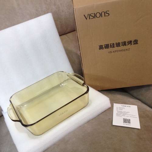 🥘 VISIONS Glass Ceramic Pot 2L 26x22x6.8cm NEW 全新 康寧 双耳玻璃烤盘 高硼硅...