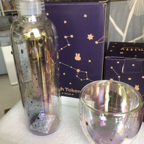 全新Miffy 炫彩玻璃水樽連玻璃杯