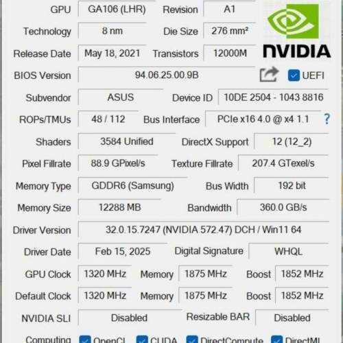 Asus RTX 3060 OC 12GB 顯示卡 + Razer core X 連結盒