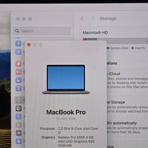 MacBook Pro 2018 15-inch i7 6-core 16+256