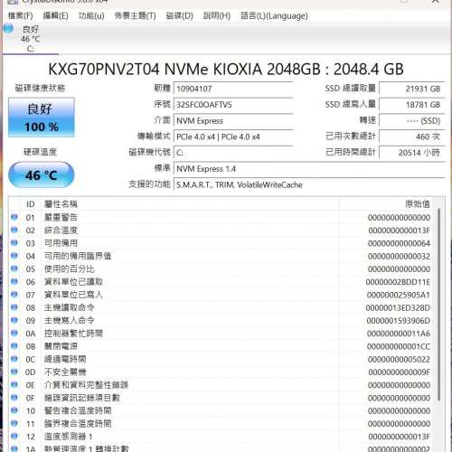 Kioxia KXG70PNV2T04 2TB Nvme SSD M.2 2280 PCIe 4.0 Gen4 x4