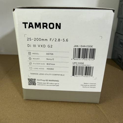 全新 Tamron 25-200mm F/2.8-5.6 Di III VXD G2 for Sony E-mount (A075) (水貨)