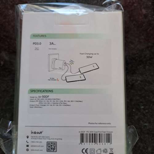 [全新] In & out 30w 雙輸出快速充電器 PD Super Dual Port Charger fast charger ...