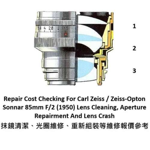Repair Cost Checking For Carl Zeiss / Zeiss-Opton Sonnar 85mm F/2 (1950) Lens