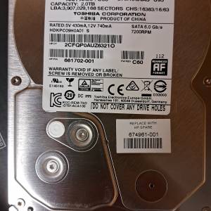 Toshiba 3.5" 3.5吋 2TB SATA Hard Disk 硬碟 DT01ACA200 7200rpm 7200轉