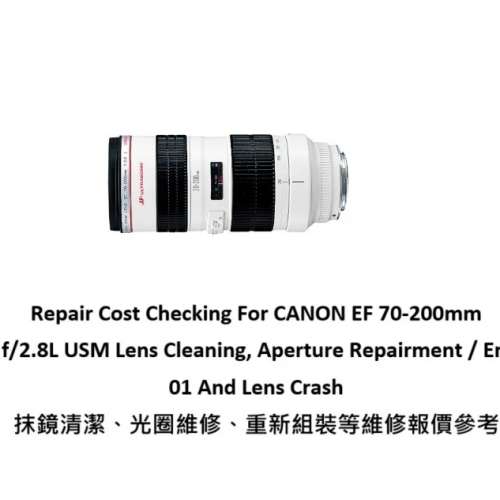 Repair Cost Checking For CANON EF 70-200mm f/2.8L USM Lens Cleaning