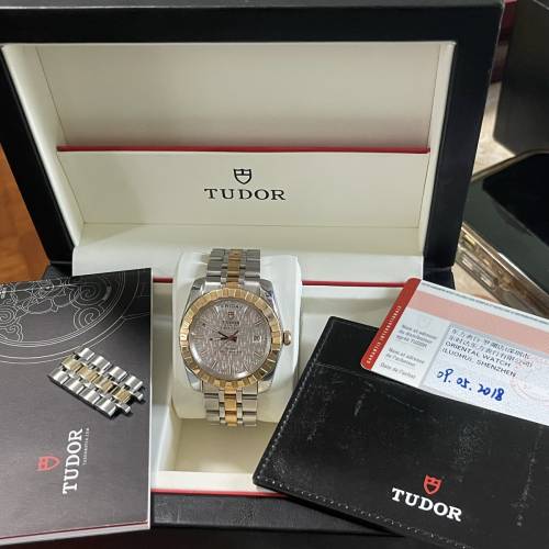 越來越少有😂 TUDOR 23013 DATE-DAY 金鋼大菠蘿 少有銀布紋面 838出世咭 新年特價$...