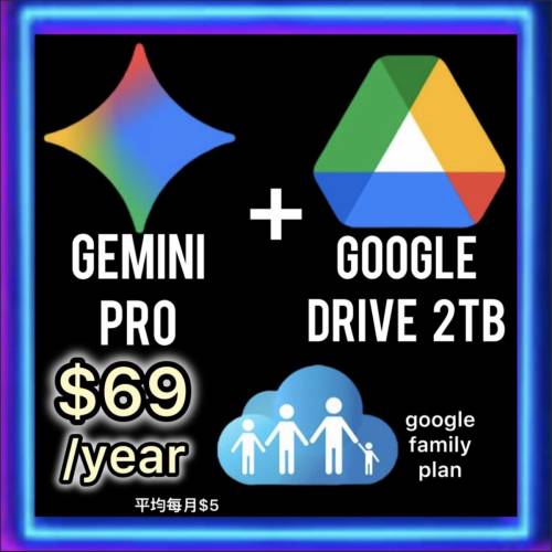 Gemini pro | google drive | Google family plan