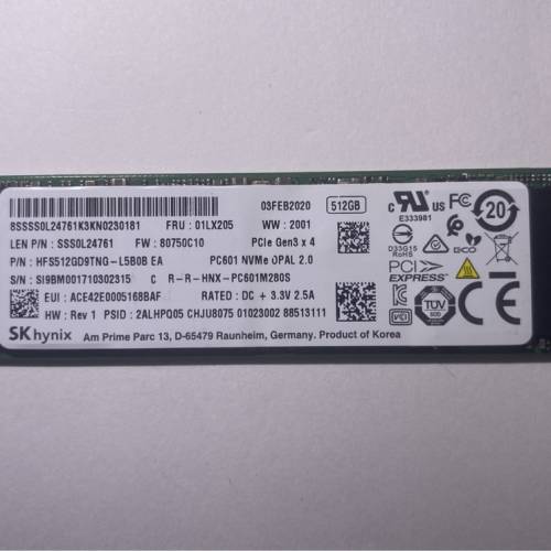 SK Hynix PC601 512GB m.2 nvme PCIE 3.0 SSD