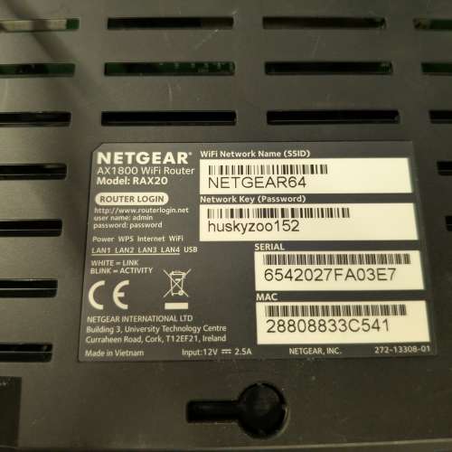 Netgear wifi router Rax20