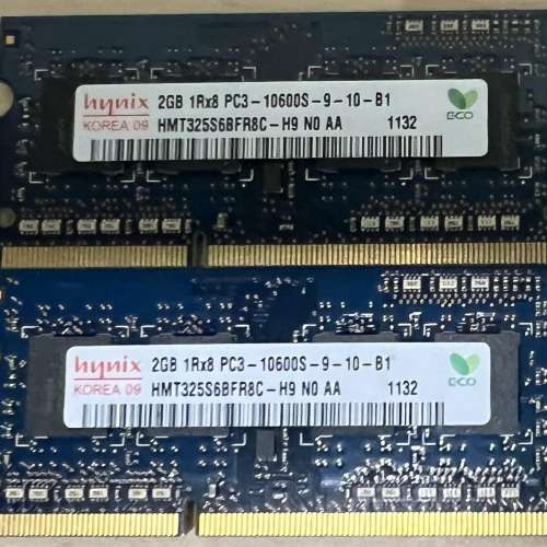 Apple 舊款 MacBook 合用 DDR3 notebook 6 GB  Ram (2 X 2GB) + (2 X 1GB)  清屋出...