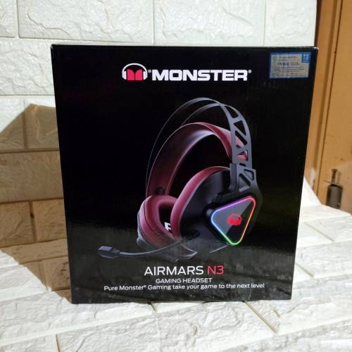 全新行貨勁靚聲Monster Airmars N3 USB 7.1 頭戴式電競耳筒 黑紅色