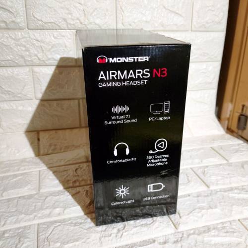 全新行貨勁靚聲Monster Airmars N3 USB 7.1 頭戴式電競耳筒 黑紅色