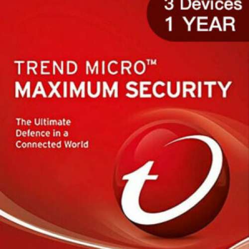 Trend Micro Maximum Security 2020 1 Year 3 Users (只提供序号 沒有包裝的) koo