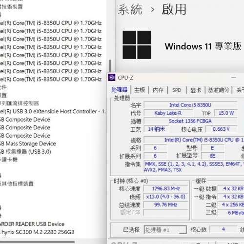 Dell Latitude 7390 筆記型電腦 Intel Core i5-8350U CPU 和 8GB Ram 256G M.2 win...