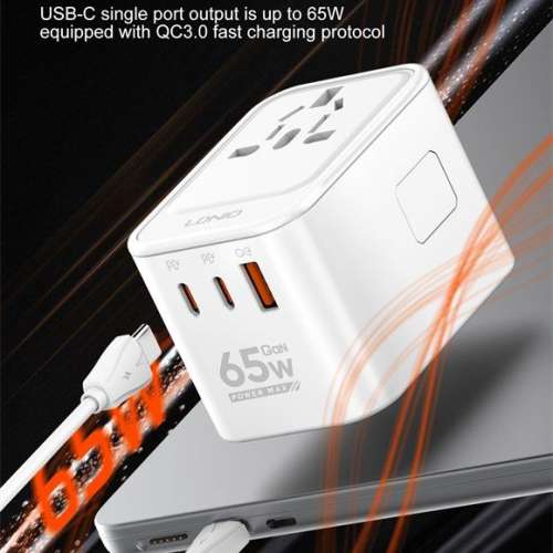 LDNIO 65W GaN 2 PD + 1 QC 3.0 Z6 全球旅行轉換插